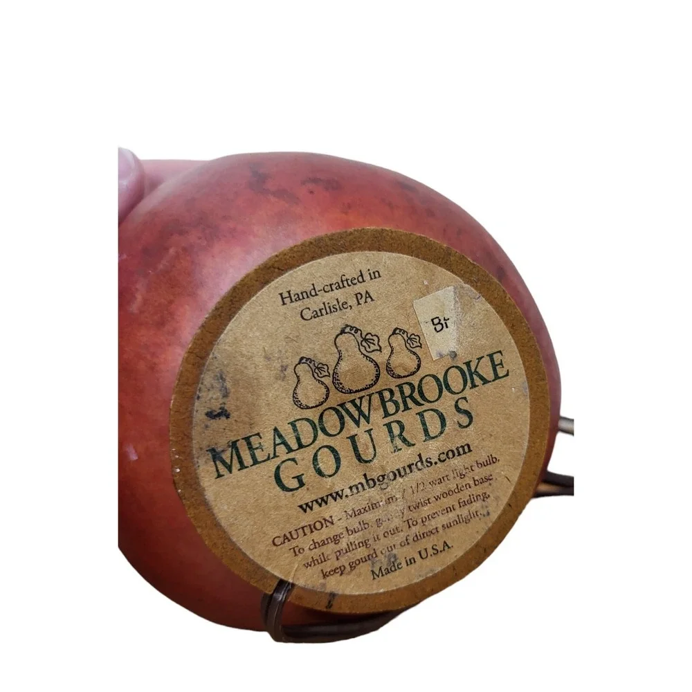 MEADOWBROOKE Gourd ‎ Hand-crafted Lighted Lamp Luminary Autumn Nightlight Signed